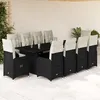 Image de Vidaxl Ensemble De Bistro De Jardin 11 Pcs Coussins Noir Poly Rotin