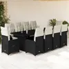 Image de vidaXL Ensemble de bistro de jardin 11 pcs coussins noir poly rotin