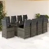 Image de vidaXL Ensemble de bistro de jardin 11 pcs coussins gris poly rotin