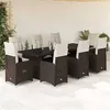 Image de vidaXL Ensemble de bistro de jardin 9 pcs coussins marron poly rotin