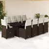 Image de Vidaxl Ensemble De Bistro De Jardin 11 Pcs Coussins Marron Poly Rotin