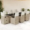 Image de Vidaxl Ensemble De Bistro De Jardin 9 Pcs Coussins Beige Poly Rotin
