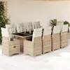 Image de vidaXL Ensemble de bistro de jardin 11 pcs coussins beige poly rotin