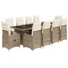 Image de vidaXL Ensemble de bistro de jardin 11 pcs coussins beige poly rotin3277288