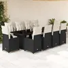 Image de vidaXL Ensemble de bistro de jardin 11 pcs coussins noir poly rotin