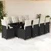 Image de Vidaxl Ensemble De Bistro De Jardin 11 Pcs Coussins Noir Poly Rotin