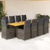 Image de Vidaxl Ensemble De Bistro De Jardin 11 Pcs Coussins Gris Poly Rotin