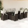 Image de vidaXL Ensemble de bistro de jardin 9 pcs coussins marron poly rotin