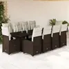 Image de vidaXL Ensemble de bistro de jardin 11 pcs coussins marron poly rotin