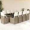 Image de vidaXL Ensemble de bistro de jardin 11 pcs coussins beige poly rotin