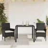 Image de Vidaxl Ensemble Ã Manger De Jardin Et Coussins 3 Pcs Noir Rotin Verre