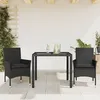 Image de Vidaxl Ensemble Ã Manger De Jardin Et Coussins 3 Pcs Noir Rotin Verre