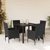 Image de Vidaxl Ensemble Ã Manger De Jardin Et Coussins 5 Pcs Noir Rotin Verre