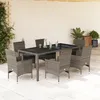 Image de Vidaxl Ensemble Ã Manger De Jardin Et Coussins 7 Pcs Gris Rotin Verre