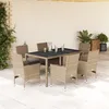 Image de vidaXL Vidaxl Ensemble À Manger De Jardin Et Coussins 7 Pcs Beige Rotin Verre