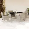 Image de vidaXL Ensemble à manger de jardin avec coussins 5 pcs rotin et verre