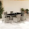 Image de vidaXL Ensemble à manger de jardin avec coussins 7 pcs rotin et verre