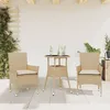 Image de vidaXL Vidaxl Ensemble À Manger De Jardin Et Coussins 3 Pcs Beige Rotin Verre