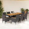 Image de Vidaxl Ensemble Ã Manger De Jardin Et Coussins 9 Pcs Noir Rotin Acacia