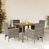 Image de Vidaxl Ensemble Ã Manger De Jardin Et Coussins 5 Pcs Gris Rotin Acacia