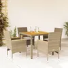 Image de Vidaxl Ensemble Ã Manger De Jardin Et Coussins 5pcs Beige Rotin Acacia