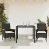 Image de vidaXL Ensemble à manger de jardin et coussins 3 pcs noir rotin verre