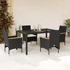 Image de Vidaxl Ensemble Ã Manger De Jardin Et Coussins 5 Pcs Noir Rotin Verre