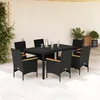 Image de Vidaxl Ensemble Ã Manger De Jardin Et Coussins 7 Pcs Noir Rotin Acacia