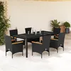 Image de Vidaxl Ensemble Ã Manger De Jardin Et Coussins 7 Pcs Noir Rotin Acacia