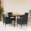 Image de Vidaxl Ensemble Ã Manger De Jardin Et Coussins 5 Pcs Noir Rotin Acacia