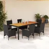 Image de vidaXL Ensemble à manger de jardin et coussins 7pcs noir rotin acacia