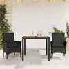 Image de Vidaxl Ensemble Ã Manger De Jardin Et Coussins 3 Pcs Noir Rotin Acacia