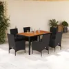 Image de Vidaxl Ensemble Ã Manger De Jardin Et Coussins 7pcs Noir Rotin Acacia