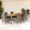 Image de vidaXL Vidaxl Ensemble À Manger De Jardin Et Coussins 7 Pcs Gris Rotin Acacia