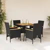 Image de Vidaxl Ensemble Ã Manger De Jardin Et Coussins 5 Pcs Noir Rotin Acacia