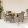 Image de Vidaxl Ensemble Ã Manger De Jardin Et Coussins 5 Pcs Gris Rotin Acacia