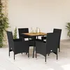 Image de Vidaxl Ensemble Ã Manger De Jardin Et Coussins 5 Pcs Noir Rotin Acacia