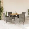 Image de vidaXL Ensemble à manger de jardin et coussins 5 pcs gris rotin acacia