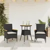 Image de vidaXL Ensemble à manger de jardin et coussins 3 pcs noir rotin acacia