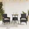 Image de Vidaxl Ensemble Ã Manger De Jardin Et Coussins 3 Pcs Noir Rotin Acacia