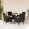 Image de Vidaxl Ensemble Ã Manger De Jardin Et Coussins 5 Pcs Noir Rotin Acacia