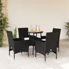 Image de vidaXL Ensemble à manger de jardin et coussins 5 pcs noir rotin acacia
