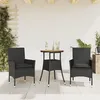 Image de Vidaxl Ensemble Ã Manger De Jardin Et Coussins 3 Pcs Noir Rotin Acacia