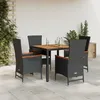 Image de Vidaxl Ensemble Ã Manger De Jardin Coussins 5pcs Noir RÃ©sine TressÃ©e