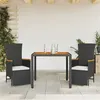 Image de vidaXL Ensemble à manger de jardin avec coussins 3 pcs Noir
