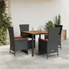 Image de vidaXL Vidaxl Ensemble À Manger De Jardin Coussins 5pcs Noir Résine Tressée