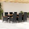 Image de Vidaxl Ensemble Ã Manger De Jardin 9pcs Coussins Noir RÃ©sine TressÃ©e