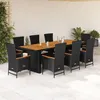 Image de Vidaxl Ensemble Ã Manger De Jardin 9pcs Coussins Noir RÃ©sine TressÃ©e