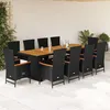 Image de Vidaxl Ensemble Ã Manger De Jardin 11 Pcs Coussins Noir RÃ©sine TressÃ©e