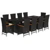 Image de vidaXL Ensemble à manger de jardin 11 pcs coussins noir résine tressée